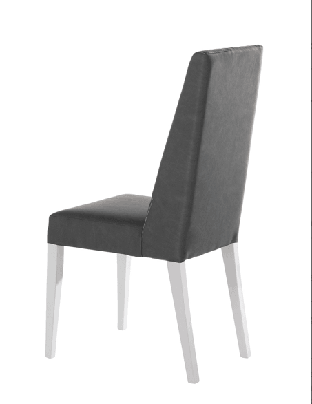 Lux Dining Chair collection in White High Gloss Laqour and Faux Taupe leather - Euro Living Furniture