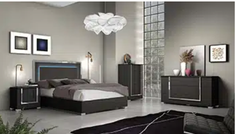 Antonio QN Bed + Dresser + 1 NS Elm Grey Wood - Euro Living Furniture
