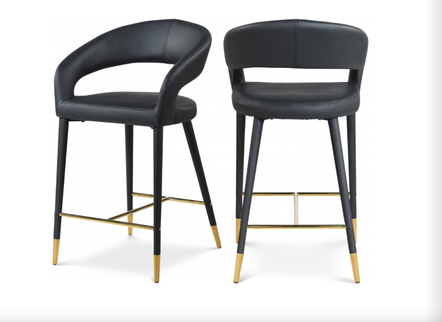 Destin Faux Leather Black Counter Stool - Euro Living Furniture