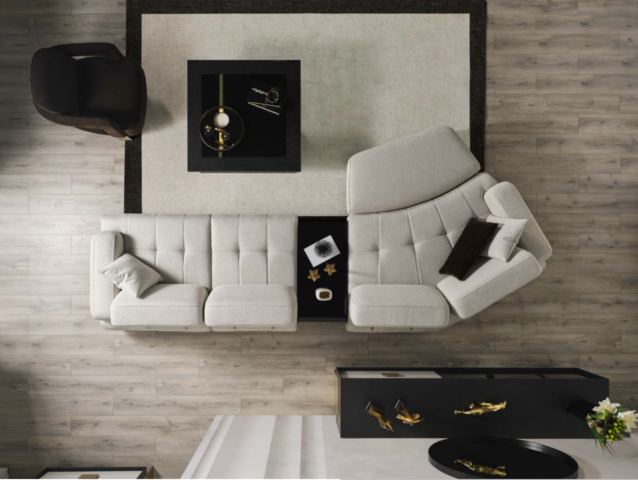 Icon Fabric Sofa 6 Pcs Beige - Euro Living Furniture