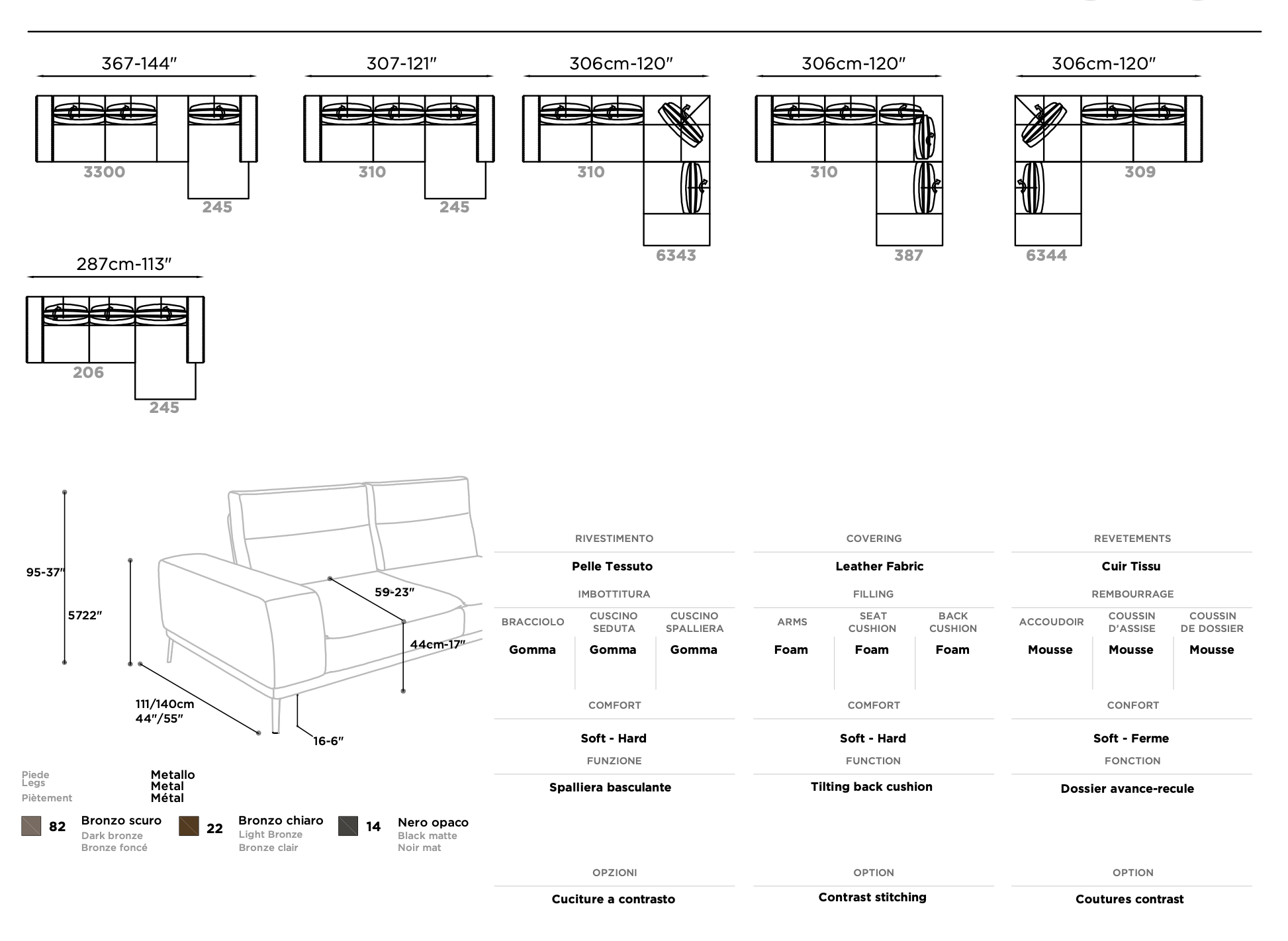 Hollywood Italian Sectional - Euro Living Furniture