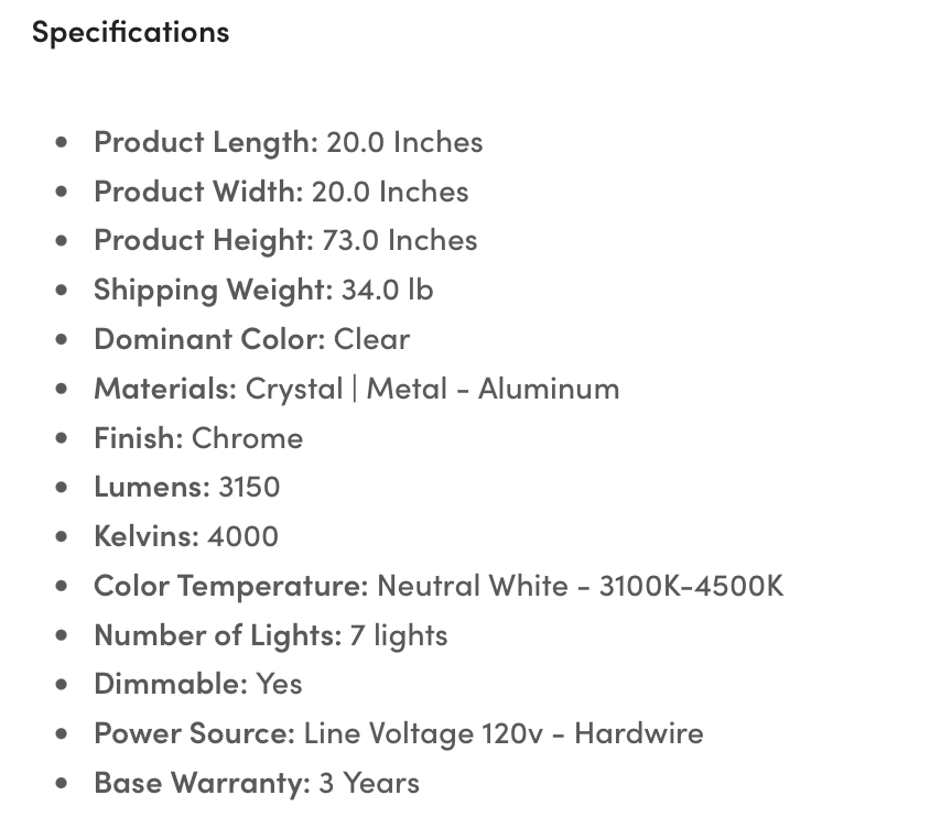 SPADES 72" CHANDELIER - Euro Living Furniture