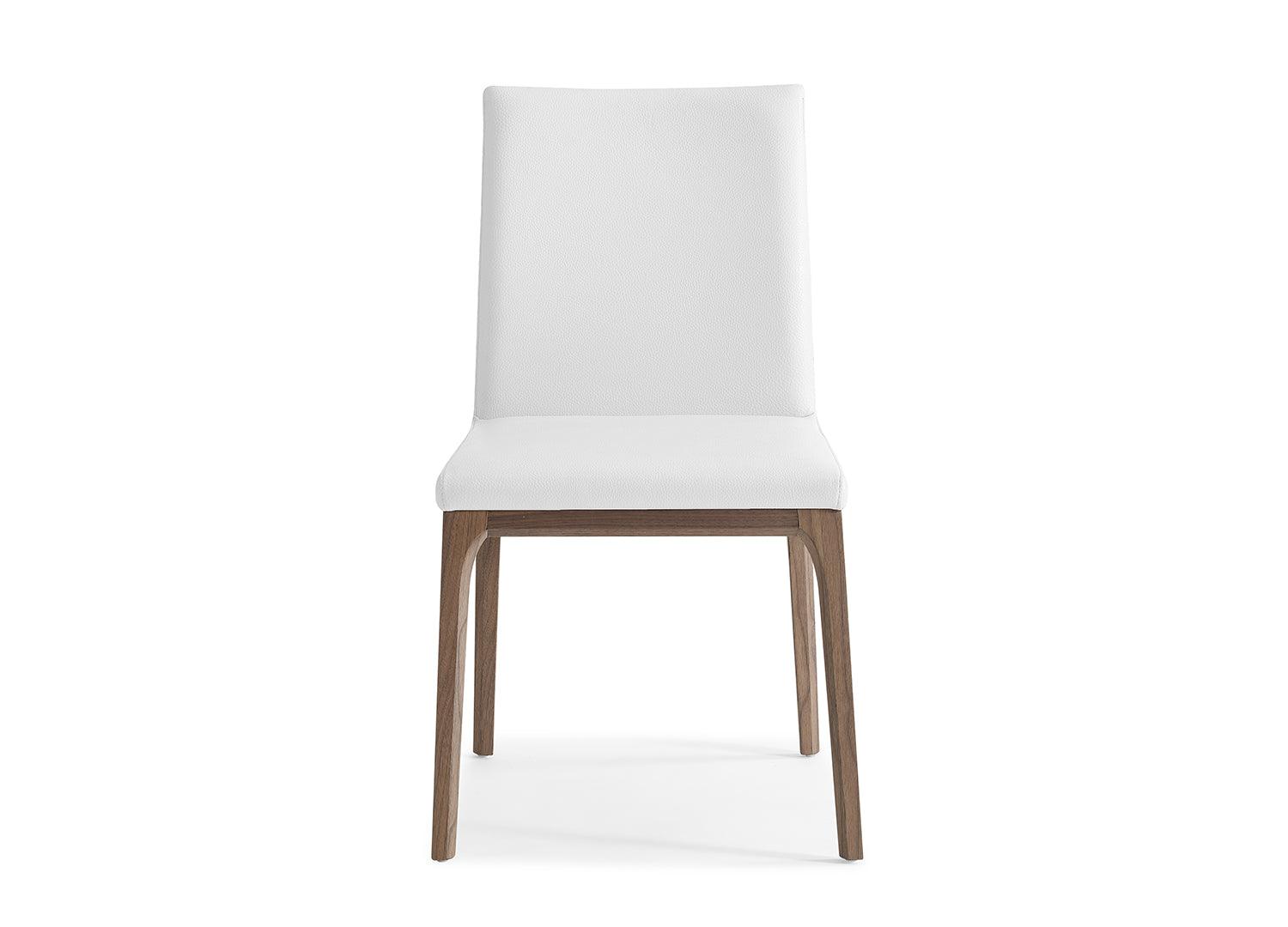 Elise Chair in Walnut with white leather - Euro Living Furniture