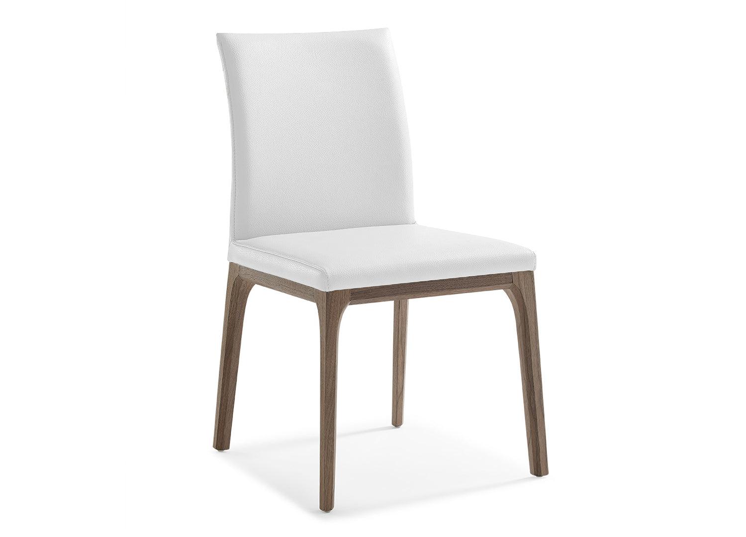Elise Chair in Walnut with white leather - Euro Living Furniture