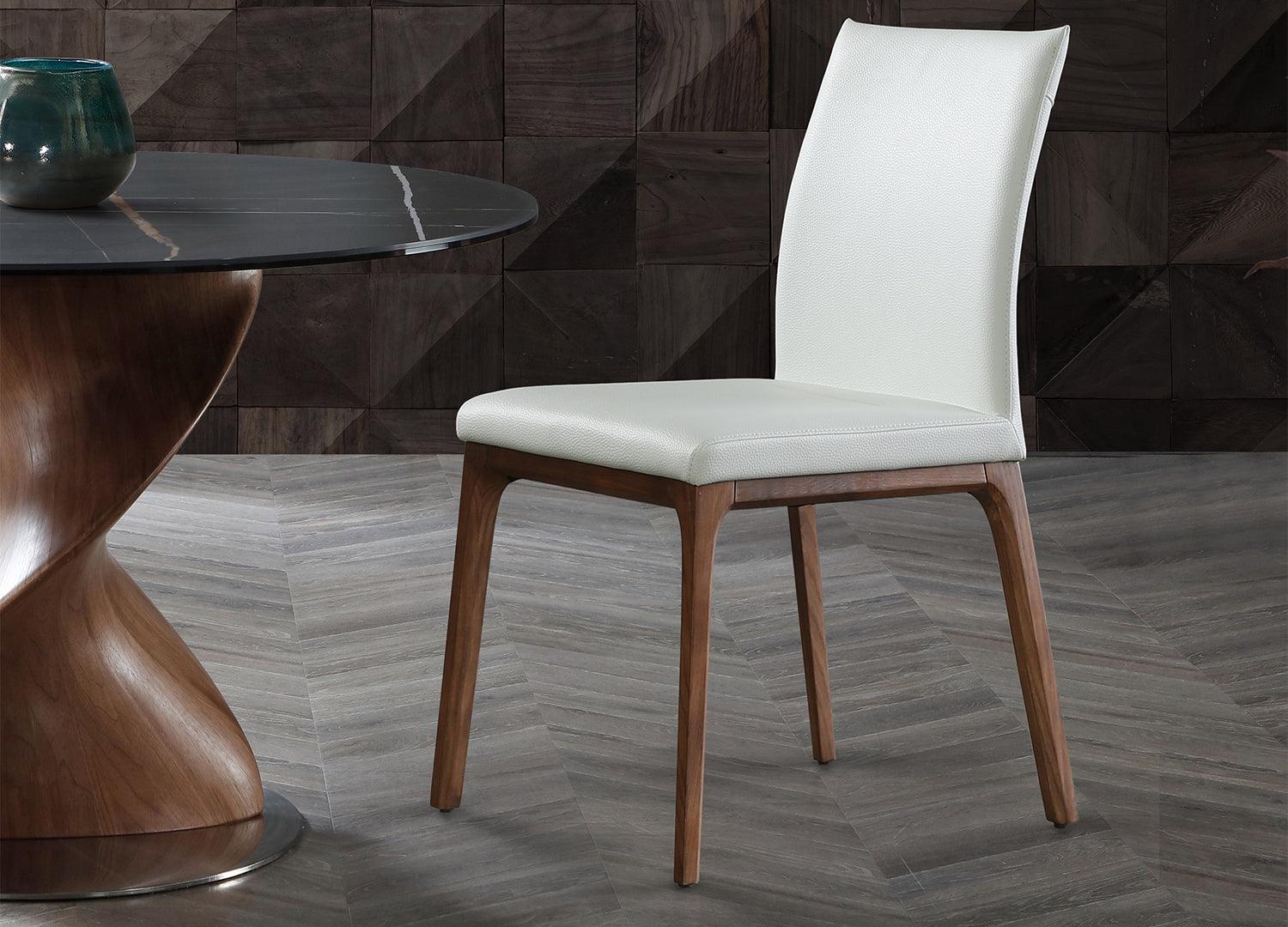 Elise Chair in Walnut with white leather - Euro Living Furniture