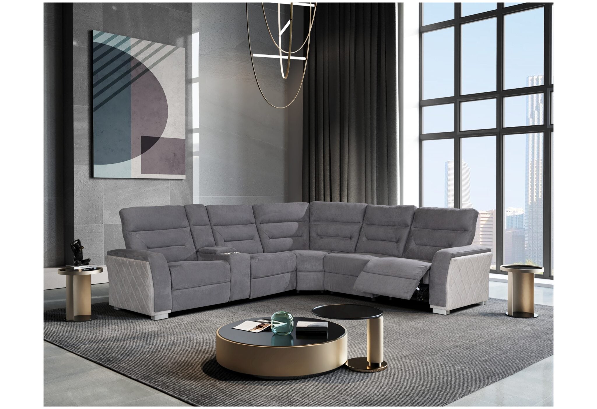 Misty Ash Sectional - Euro Living Furniture