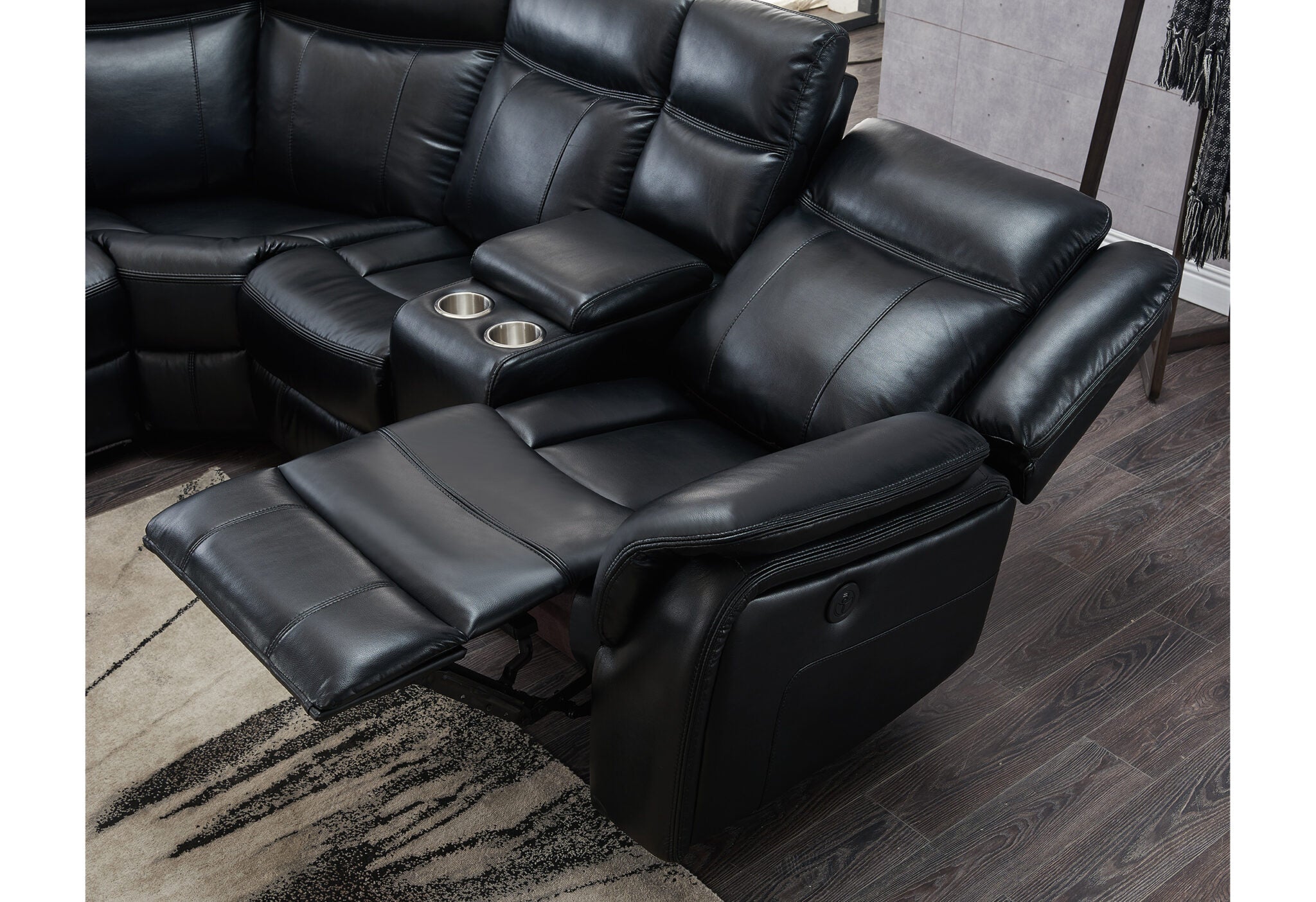 Uma Black Sectional - Euro Living Furniture