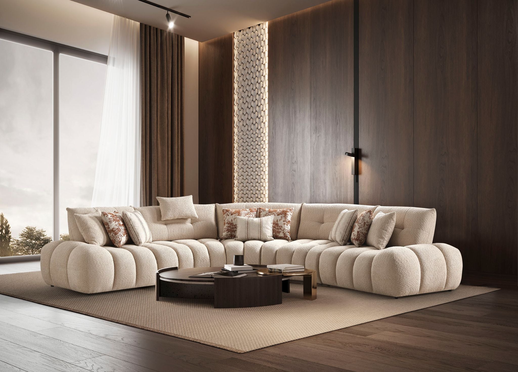 MOON BUCLE SECTIONAL - Euro Living Furniture
