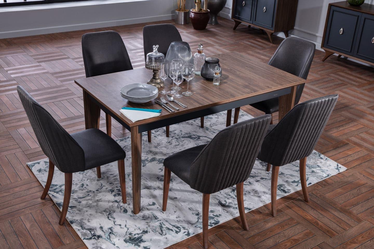 Allegra Dining Table + 6 Chairs - Euro Living Furniture