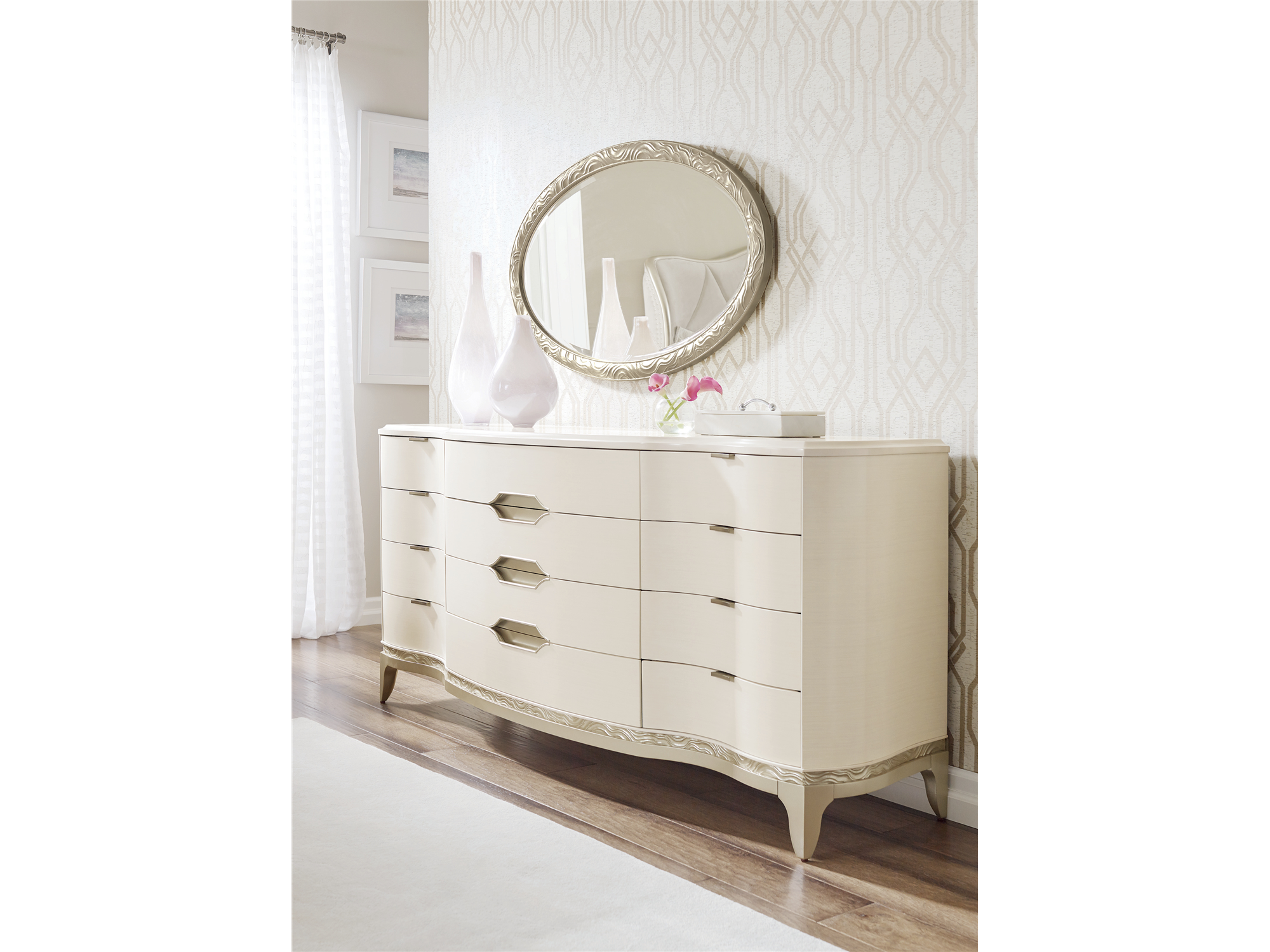 Maxwell Mirror in Blush Taupe - Euro Living Furniture