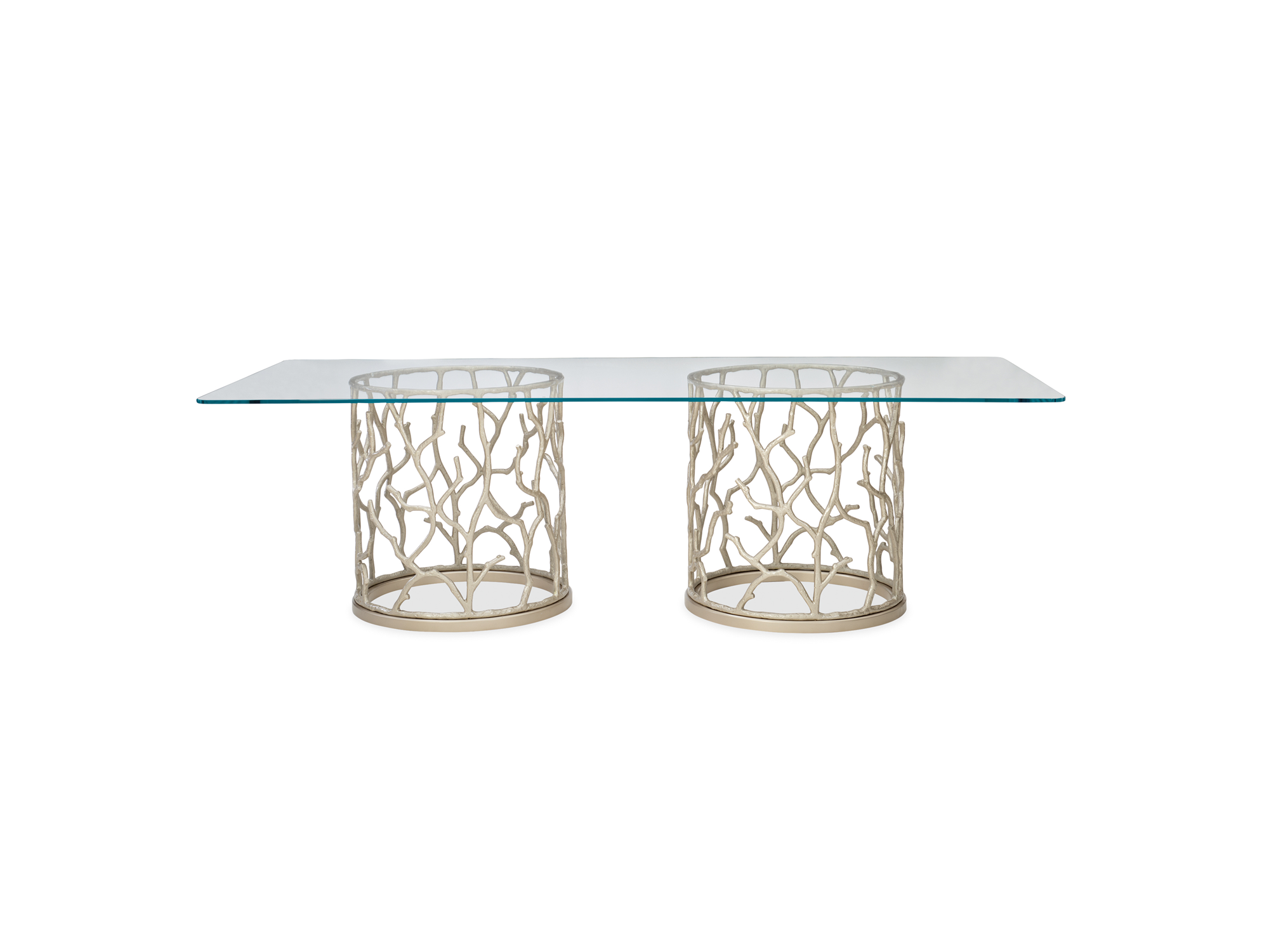 Babs Around the Reef Rectangle Dining Table in Neutral Metallic - Euro Living Furniture