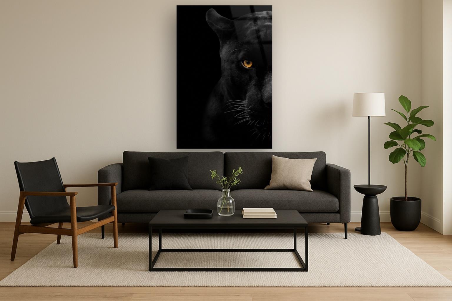 Panter Wall Art Tempered Glass - Euro Living Furniture