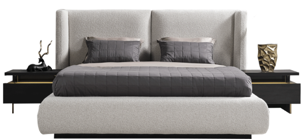 Eva Upholstered Collection KS + 2 NS LED+ Dresser Beige Fabric - Euro Living Furniture