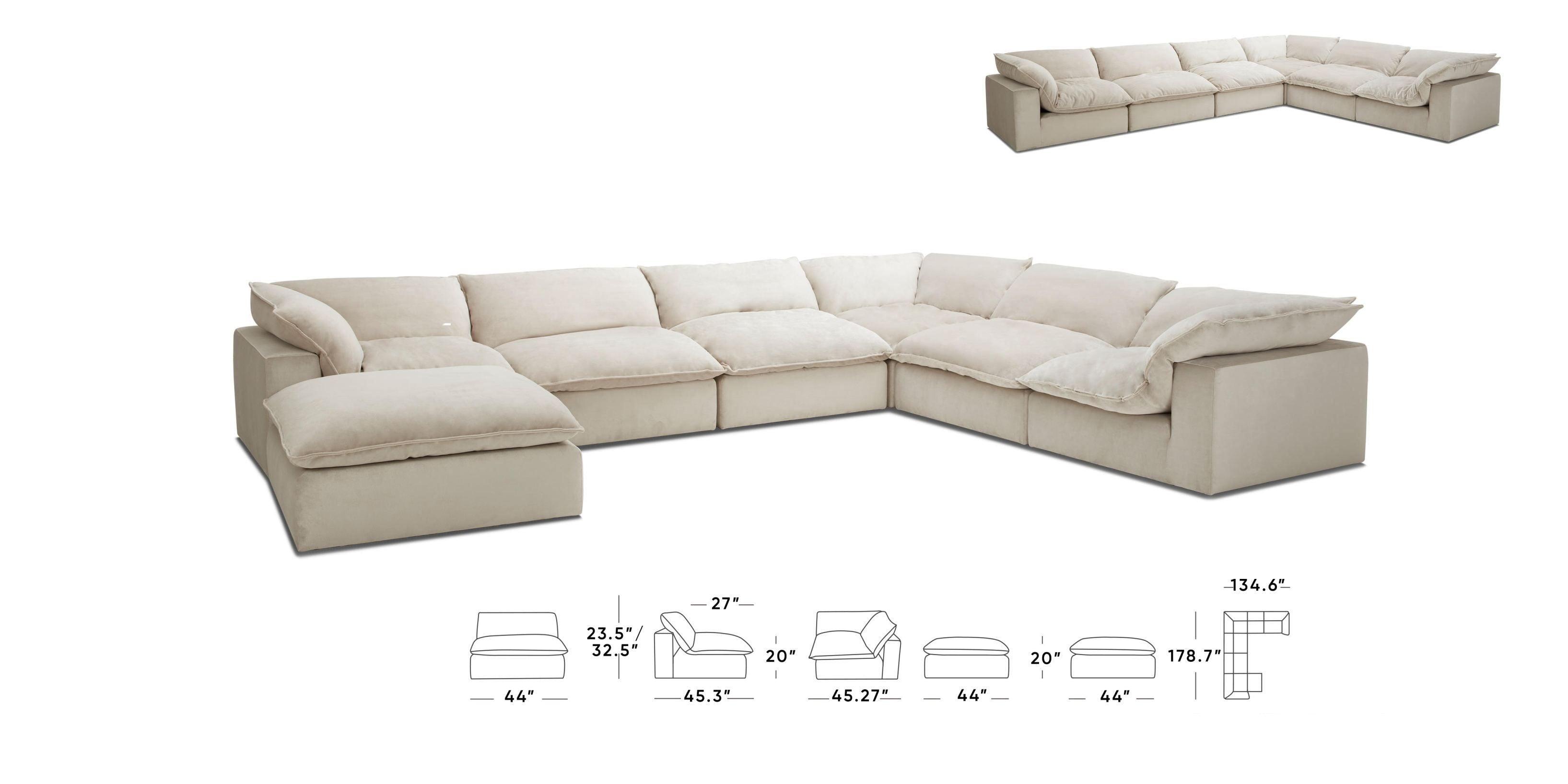 Herman Fabric Sectional Lt Grey 6pcs - Euro Living Furniture