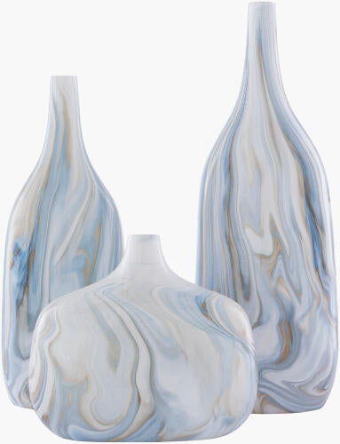 Marbled Ceramic Vase Set x 3