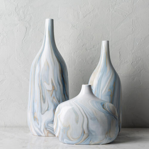 Marbled Ceramic Vase Set x 3