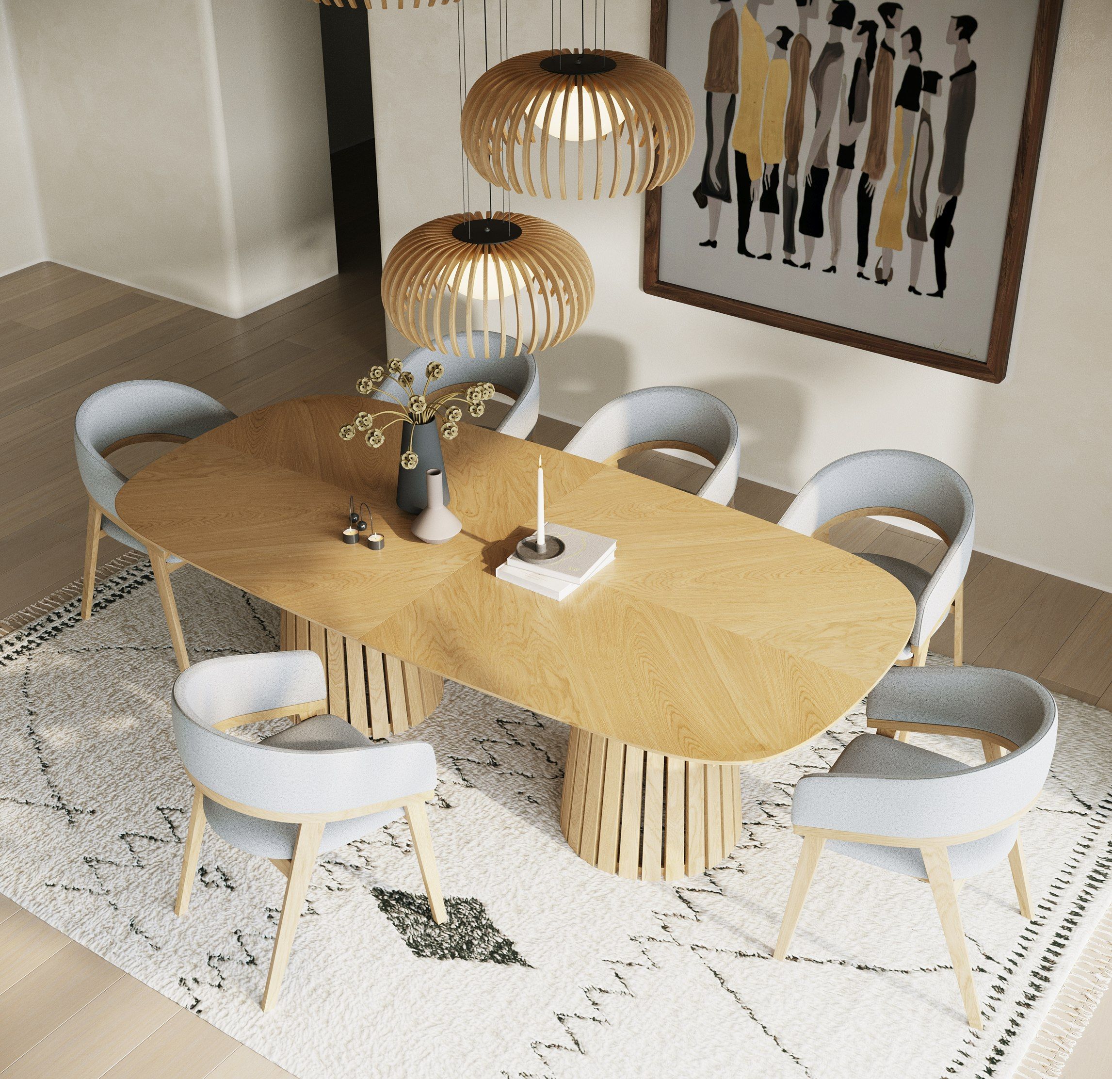 Tara Dining Set - Table + 6 chairs - Euro Living Furniture