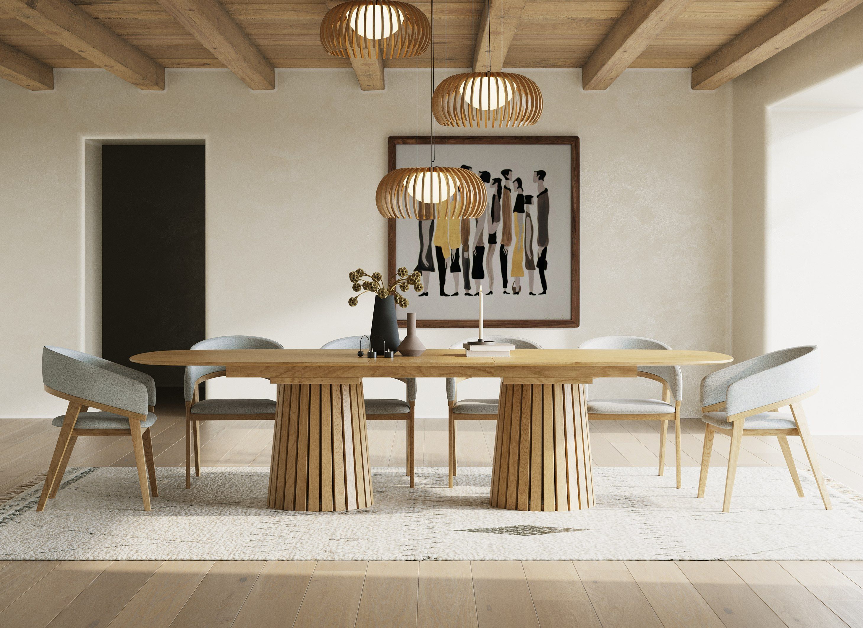 Tara Dining Set - Table + 6 chairs - Euro Living Furniture