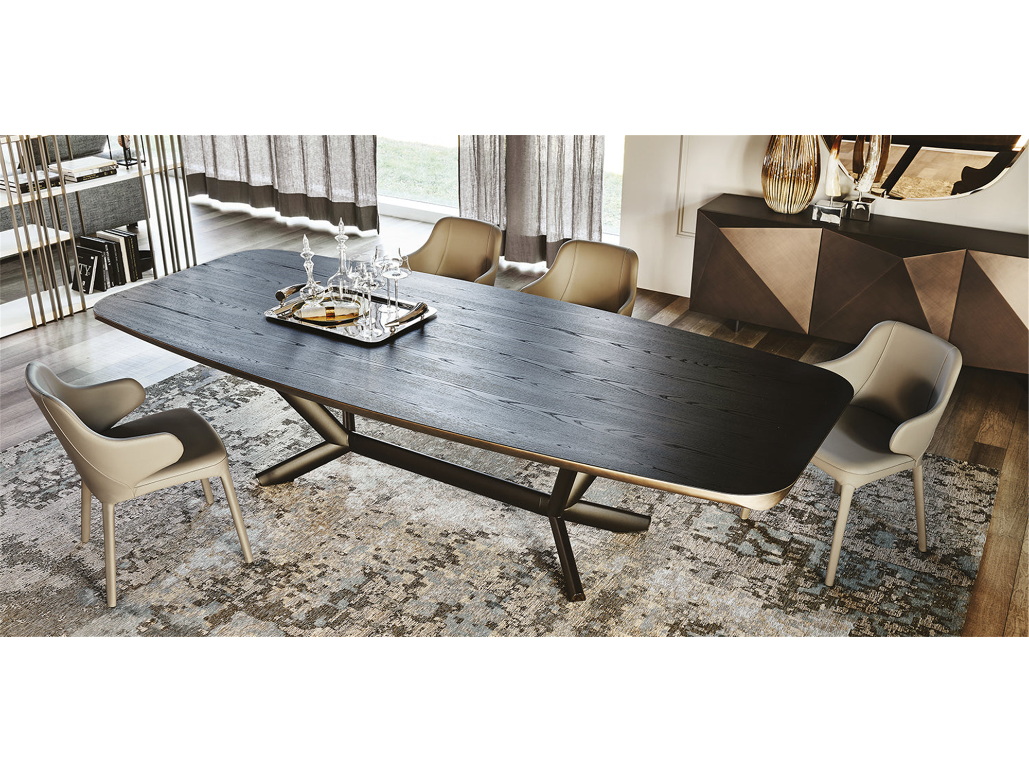 Planer Wood Dining Table - 118"W - Euro Living Furniture