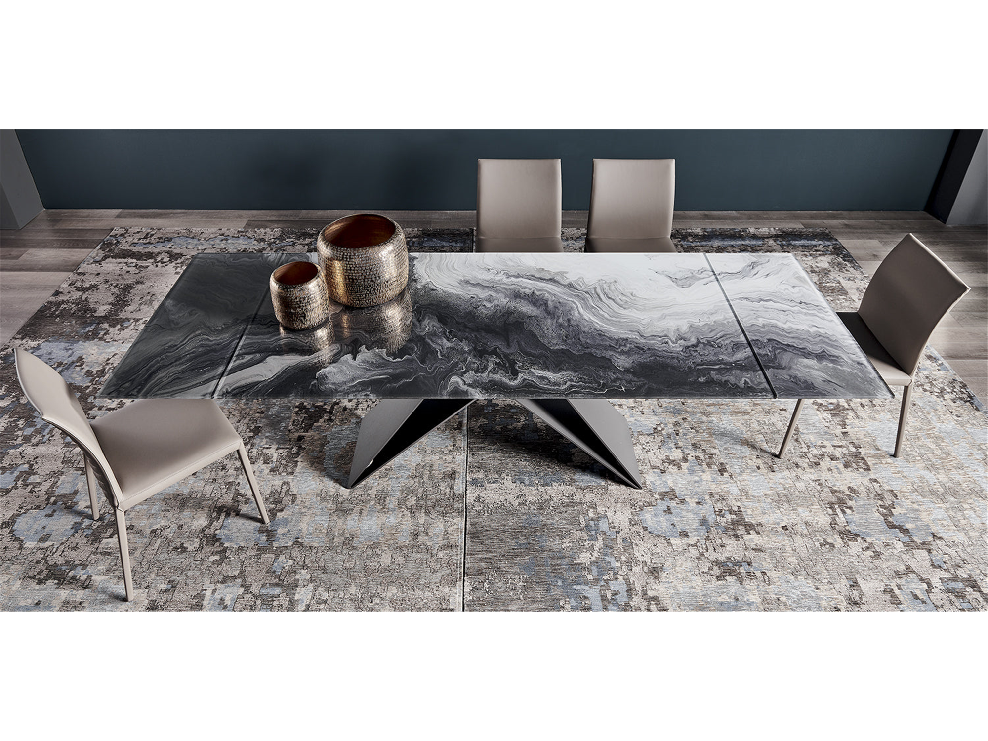 Premier CrystalArt Drive Dining Table - 78"W - Euro Living Furniture