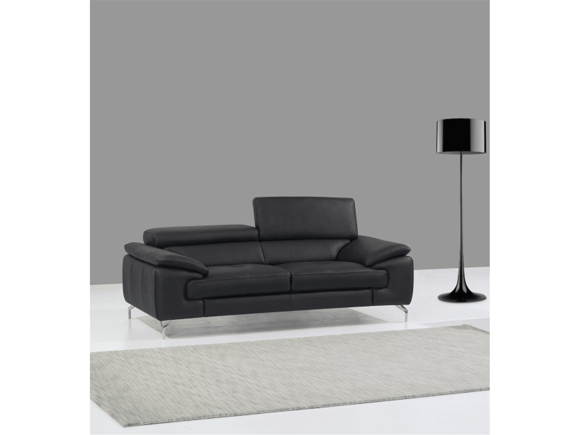 Alpha Leather Sofa Set in Black - Euro Living Furniture
