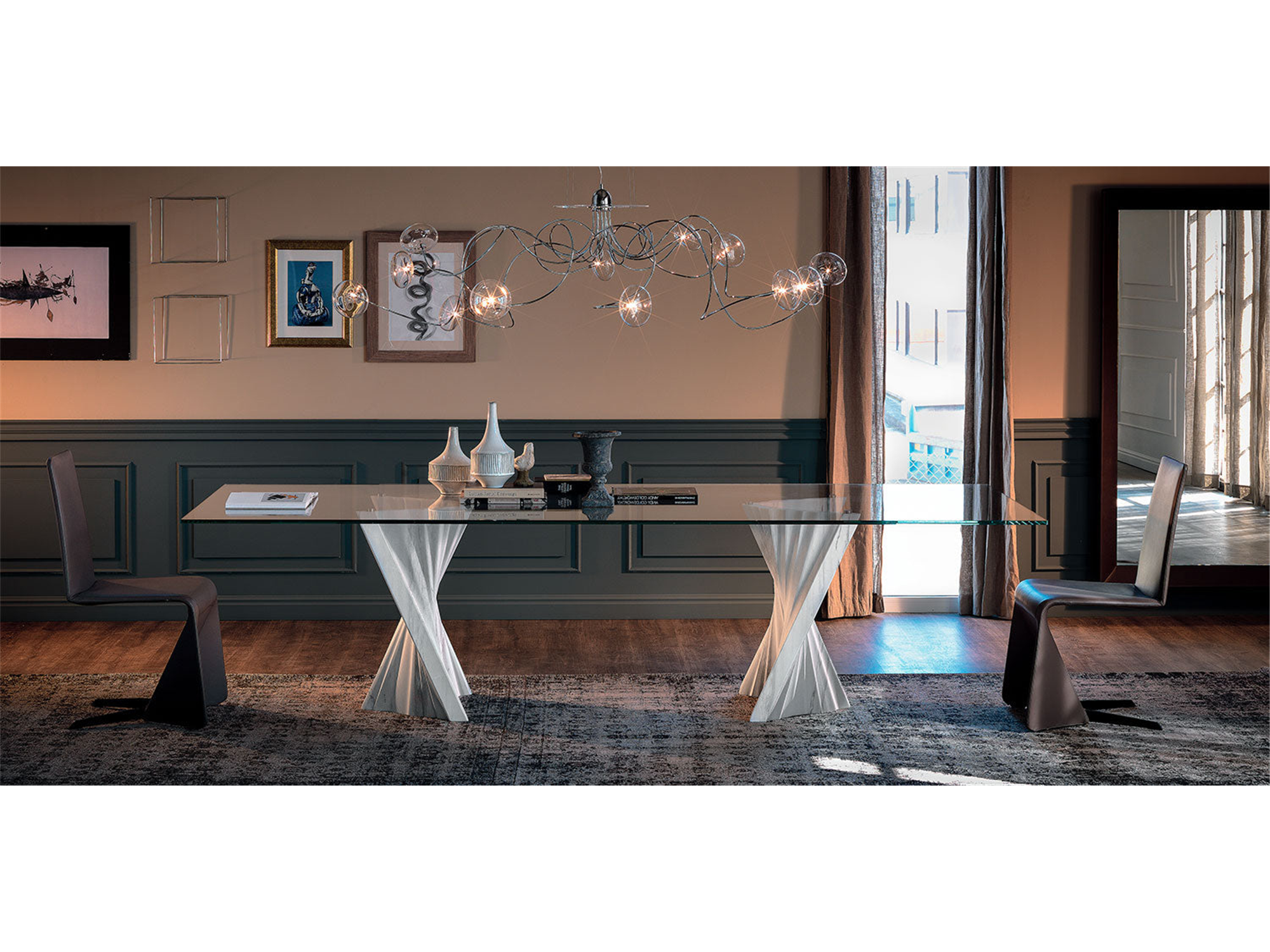 Plisset Dining Table - 118"W - Euro Living Furniture