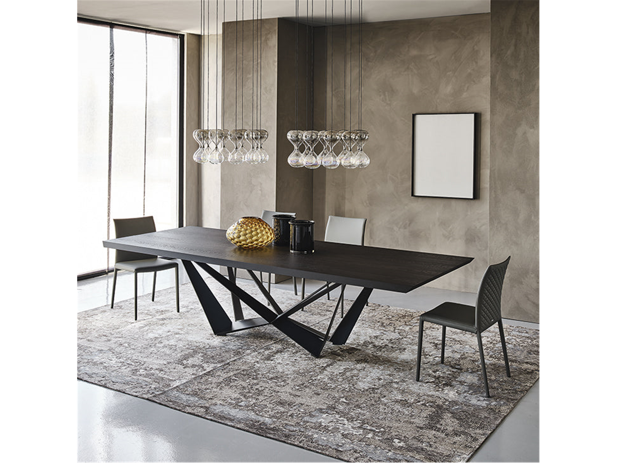 Skorpio Wood Barrel Dining Table - 118"W - Euro Living Furniture