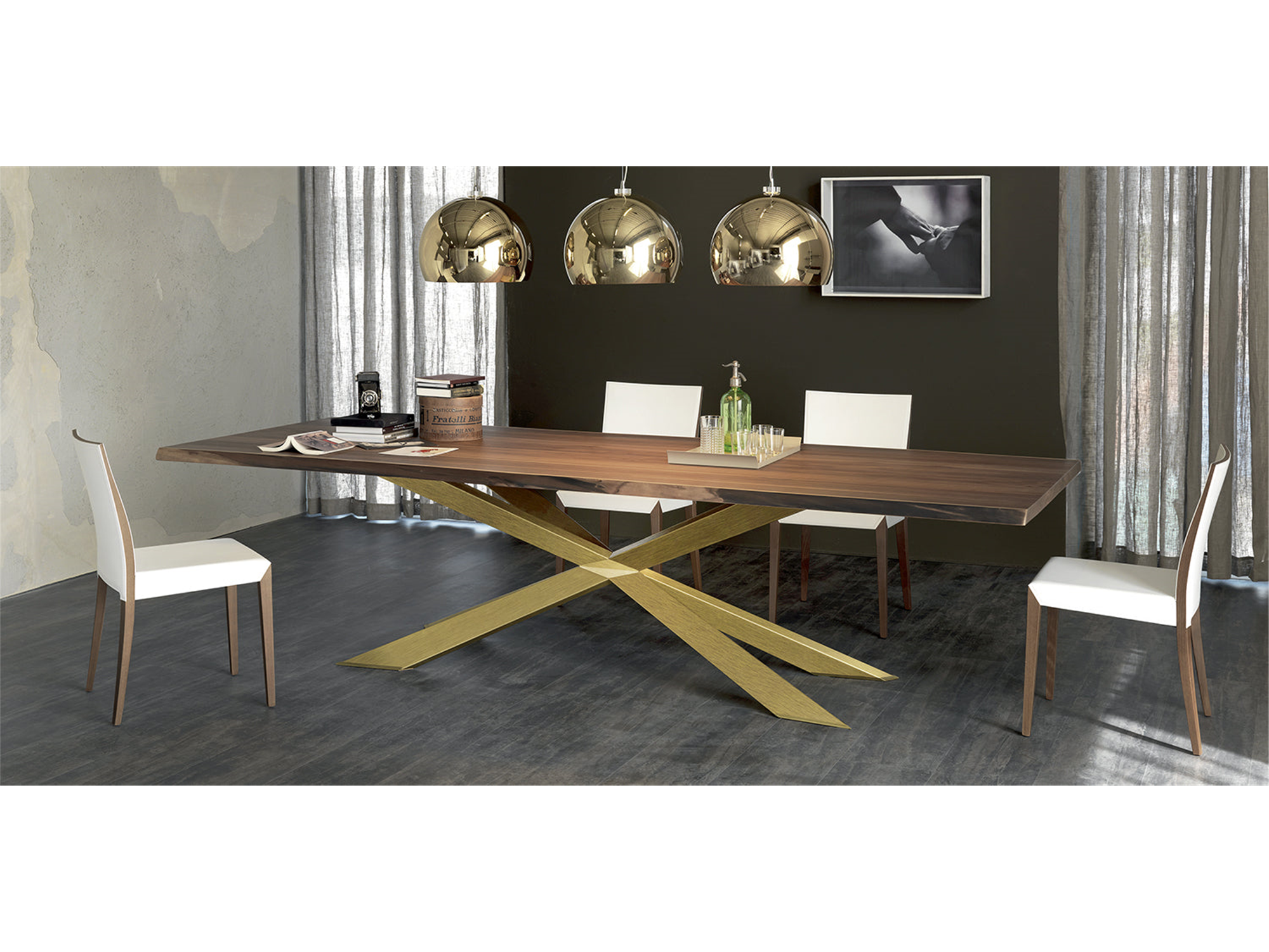 Spyder Wood Dining Table - 118"W - Euro Living Furniture