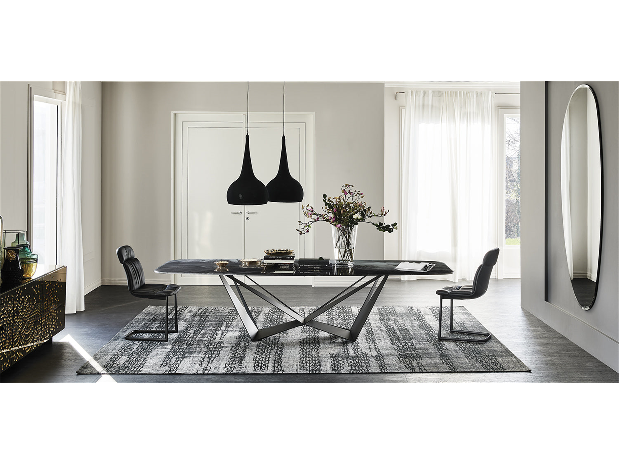 Skorpio Crystalart Dining table - 118"W - Euro Living Furniture