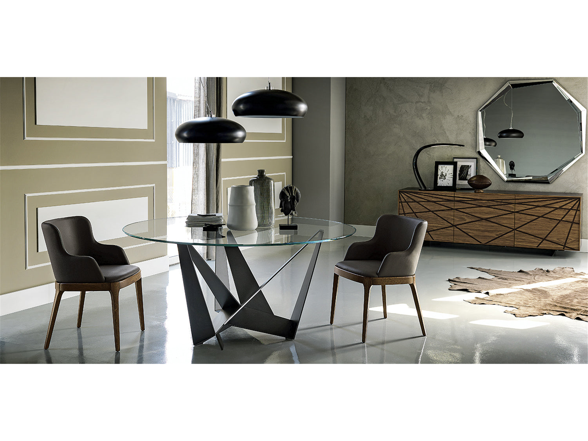 Skorpio Round Dining Table - 71"Dia - Euro Living Furniture