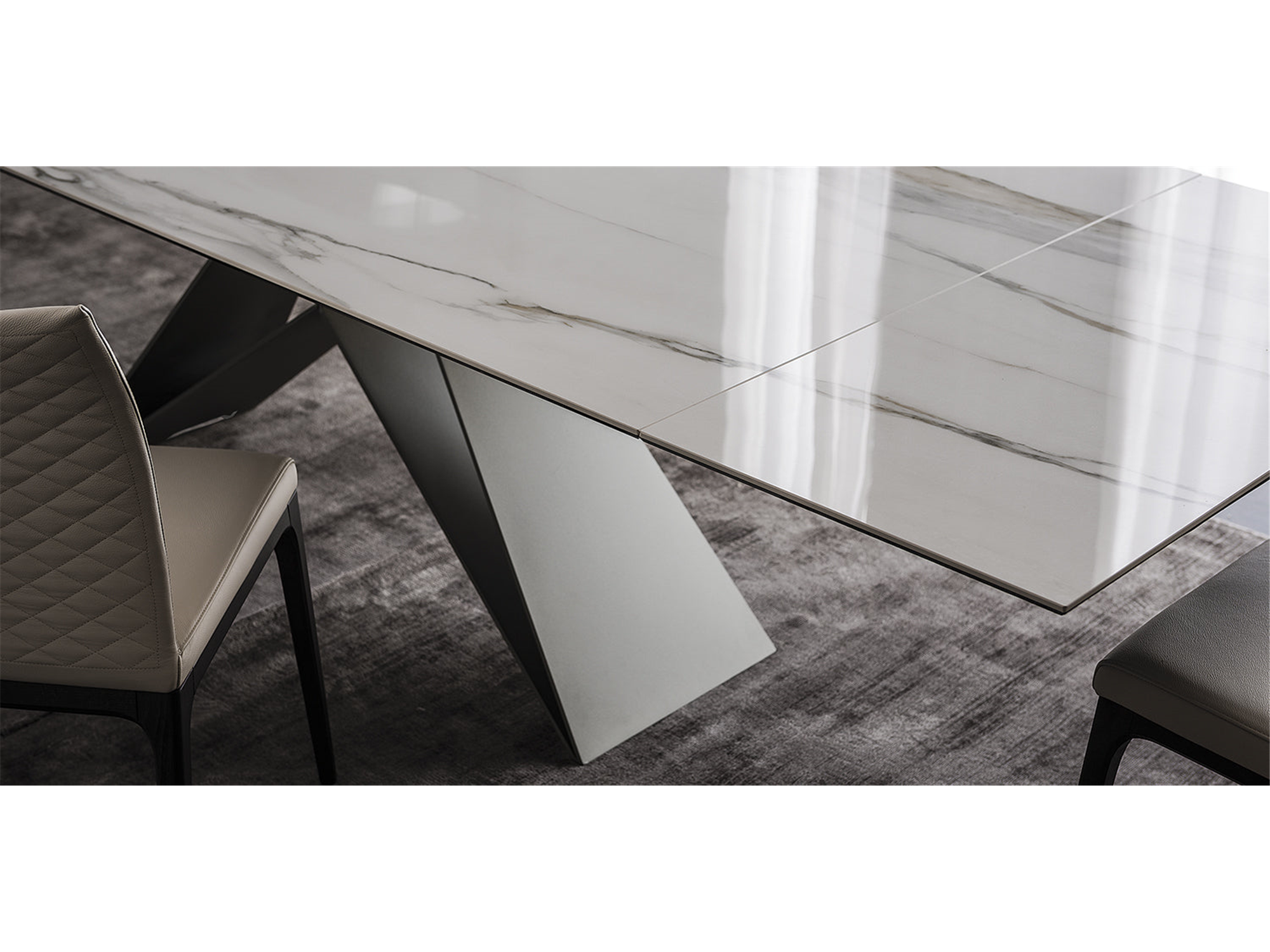 Premier Keramik Drive Dining Table - 78"W - Euro Living Furniture