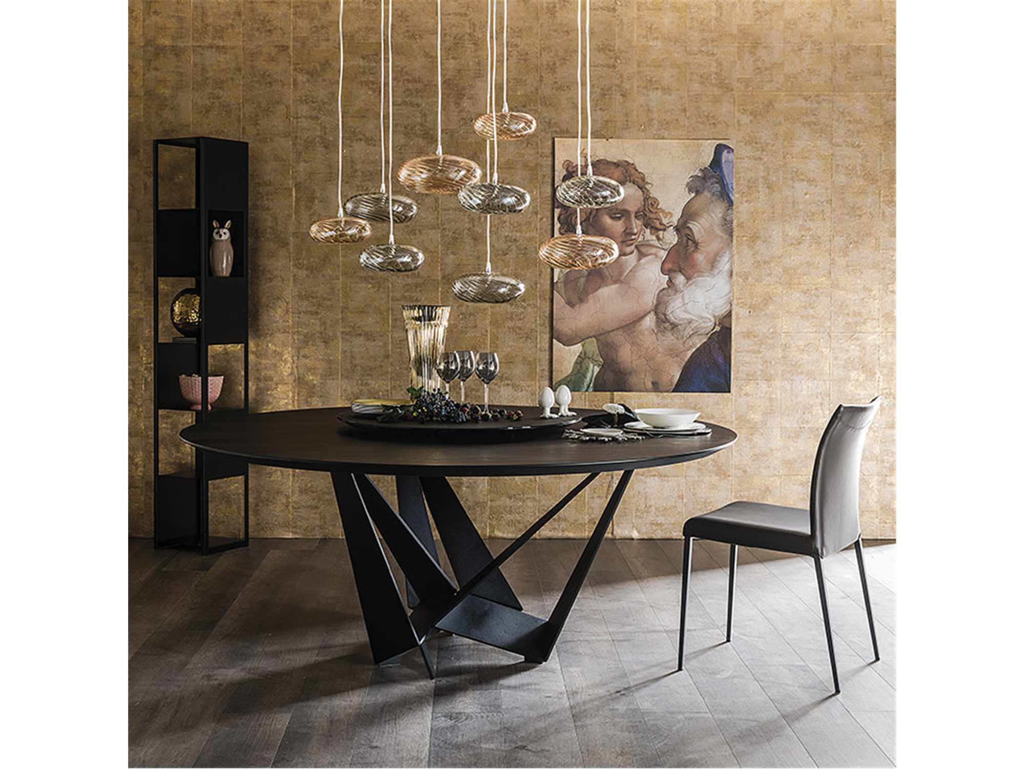 Skorpio Round Dining Table - 71"Dia - Euro Living Furniture