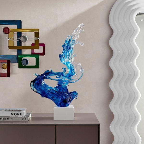 Blue Wave Sculpture - 21" - Euro Living Furniture