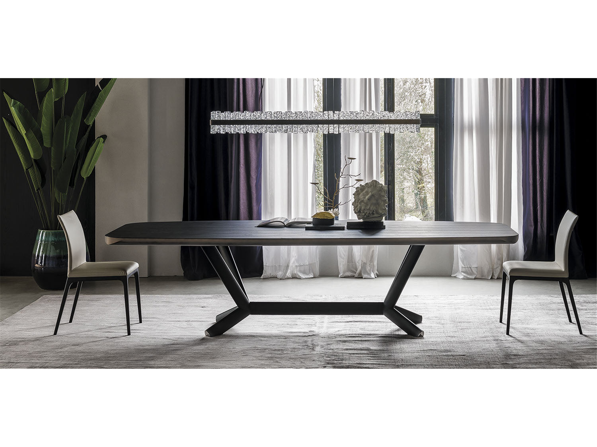 Planer Wood Dining Table - 118"W - Euro Living Furniture