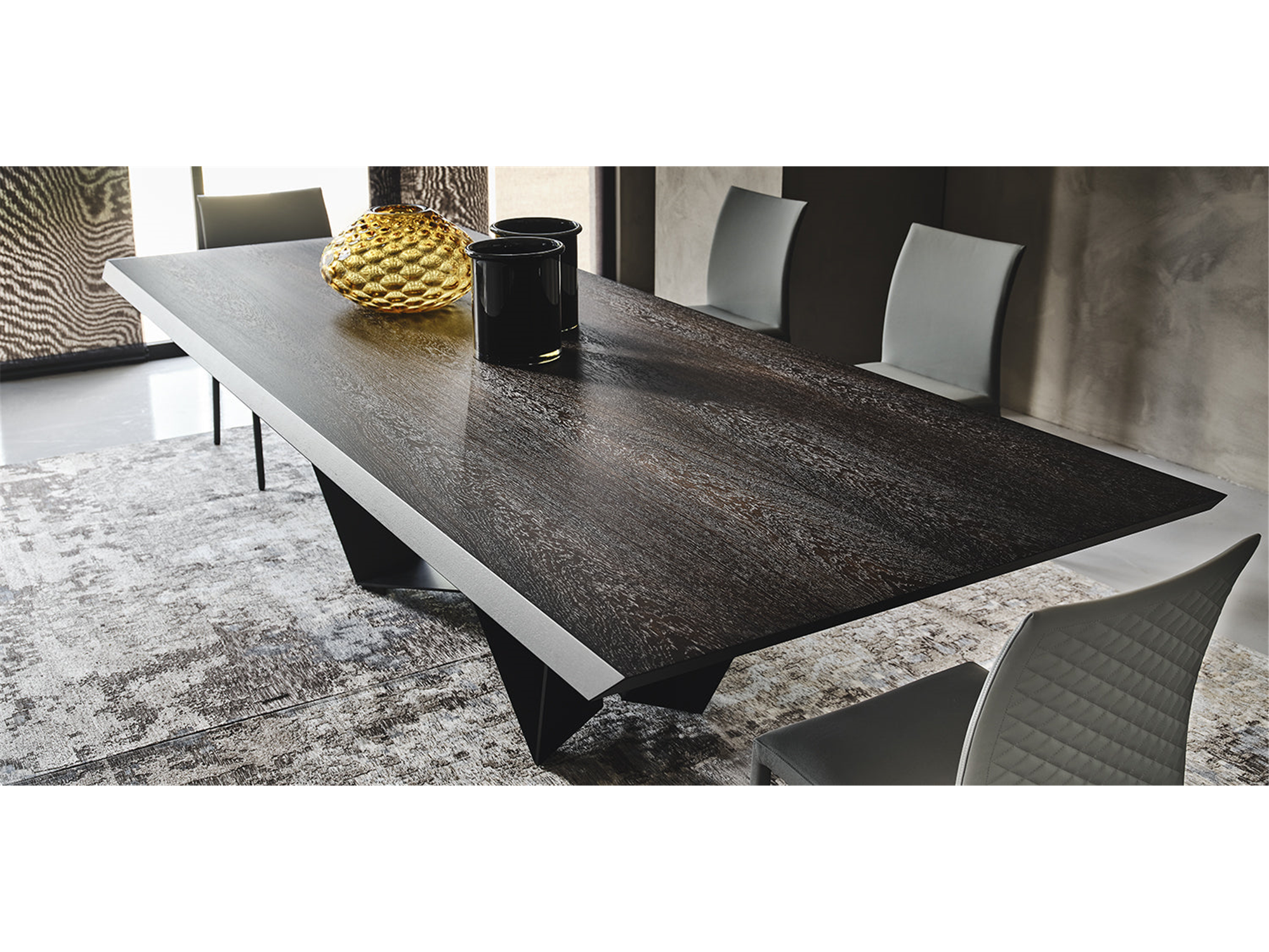 Skorpio Wood Master Dining Table - 118"W - Euro Living Furniture