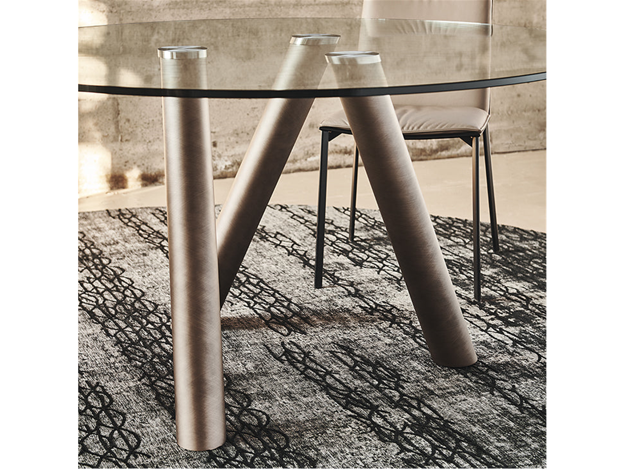 Ray Leather Dining Table - 70"Dia - Euro Living Furniture