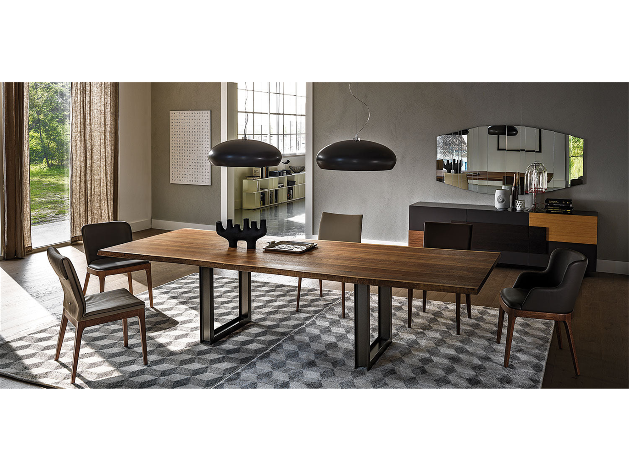 Sigma Dining Table - 118"W - Euro Living Furniture