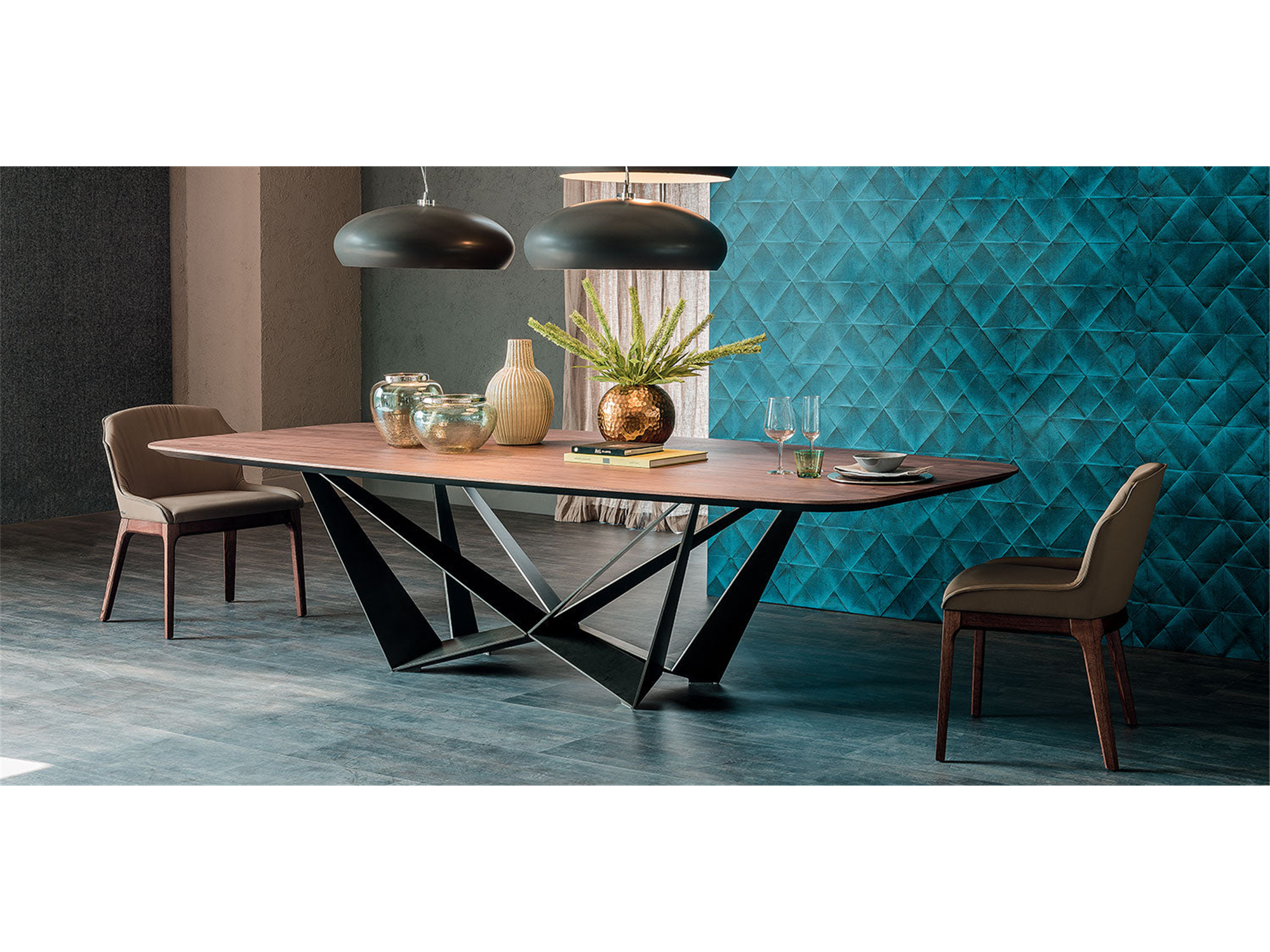 Skorpio Wood Master Dining Table - 118"W - Euro Living Furniture