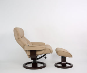 Bergen R Leather Reclining Chair in Sandel - Euro Living Furniture
