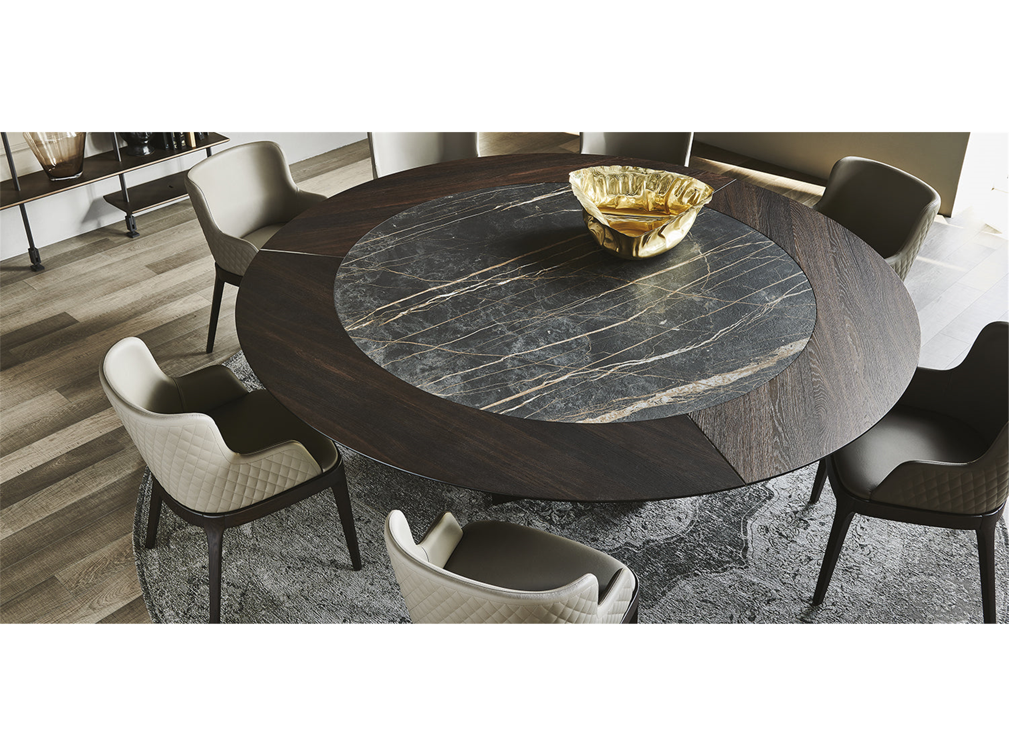 Skorpio Ker-Wood Round Dining Table - 86"Dia - Euro Living Furniture