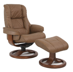Loen R Leather Reclining Chair in Cappuccino - Euro Living Furniture