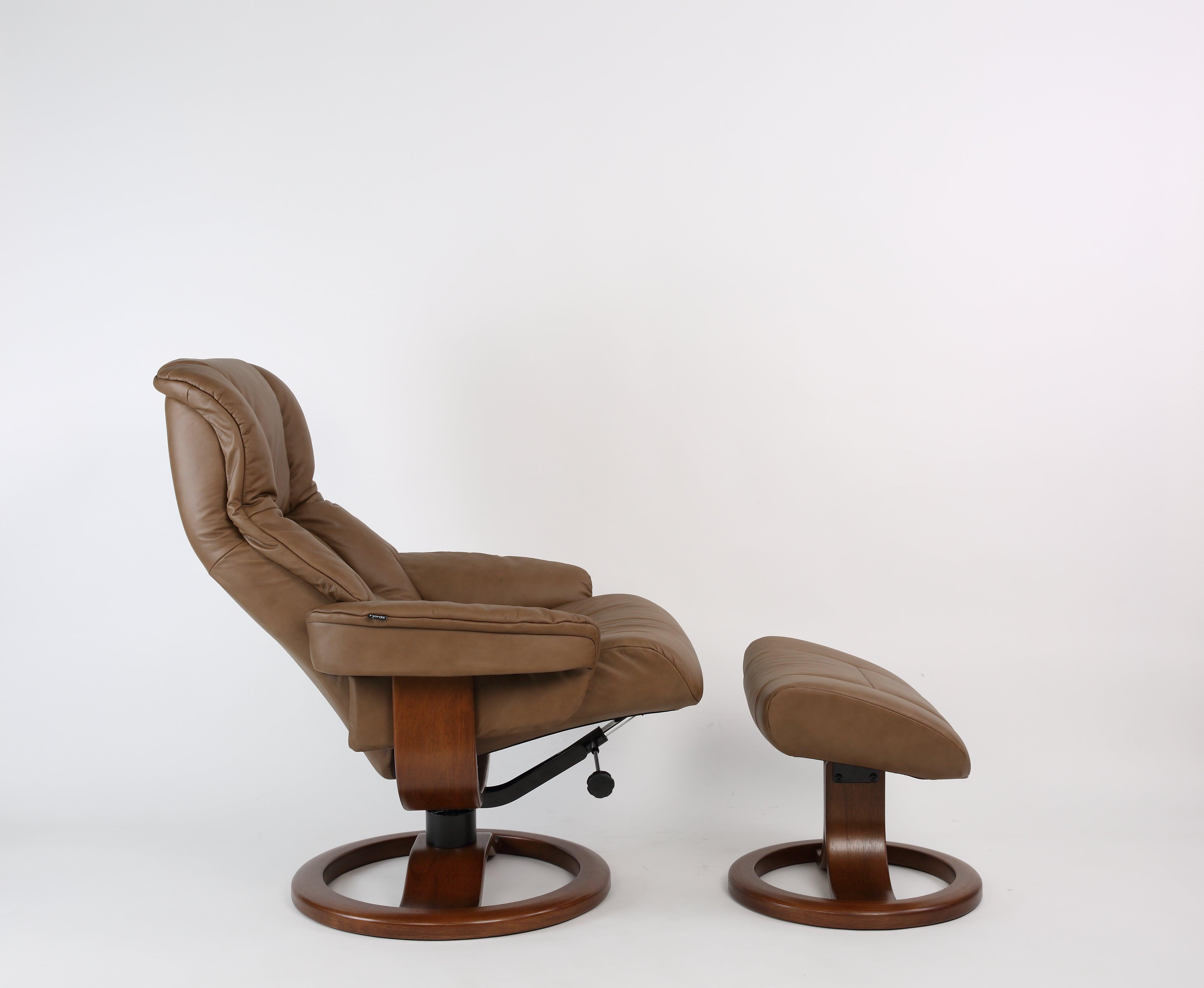 Loen R Leather Reclining Chair in Havana - Euro Living Furniture