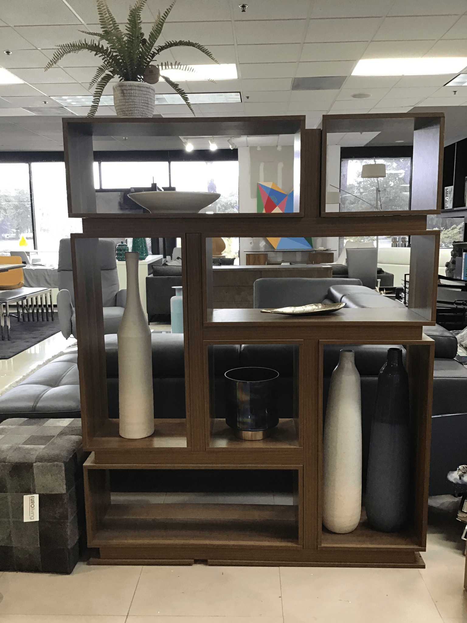 Walnut veneer shelf- Floor Model - Euro Living Furniture