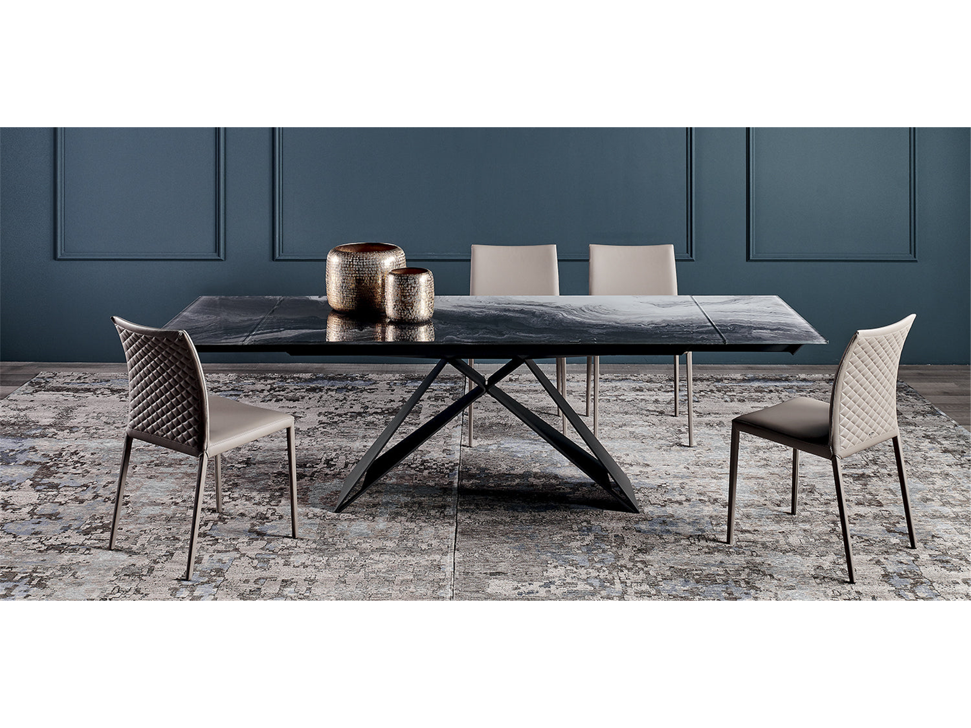 Premier CrystalArt Drive Dining Table - 78"W - Euro Living Furniture