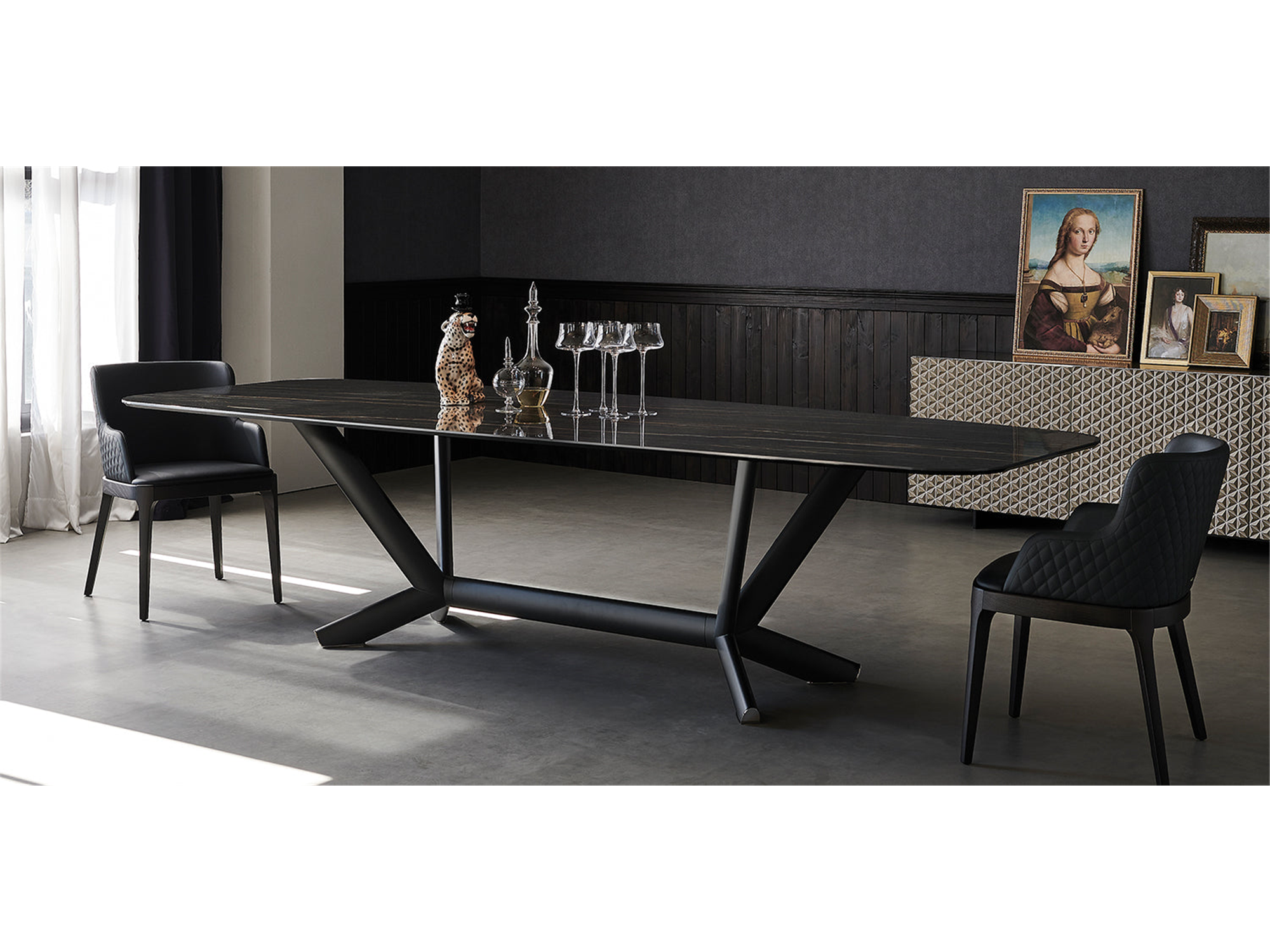 Planer Keramik Dining Table - 126"W - Euro Living Furniture