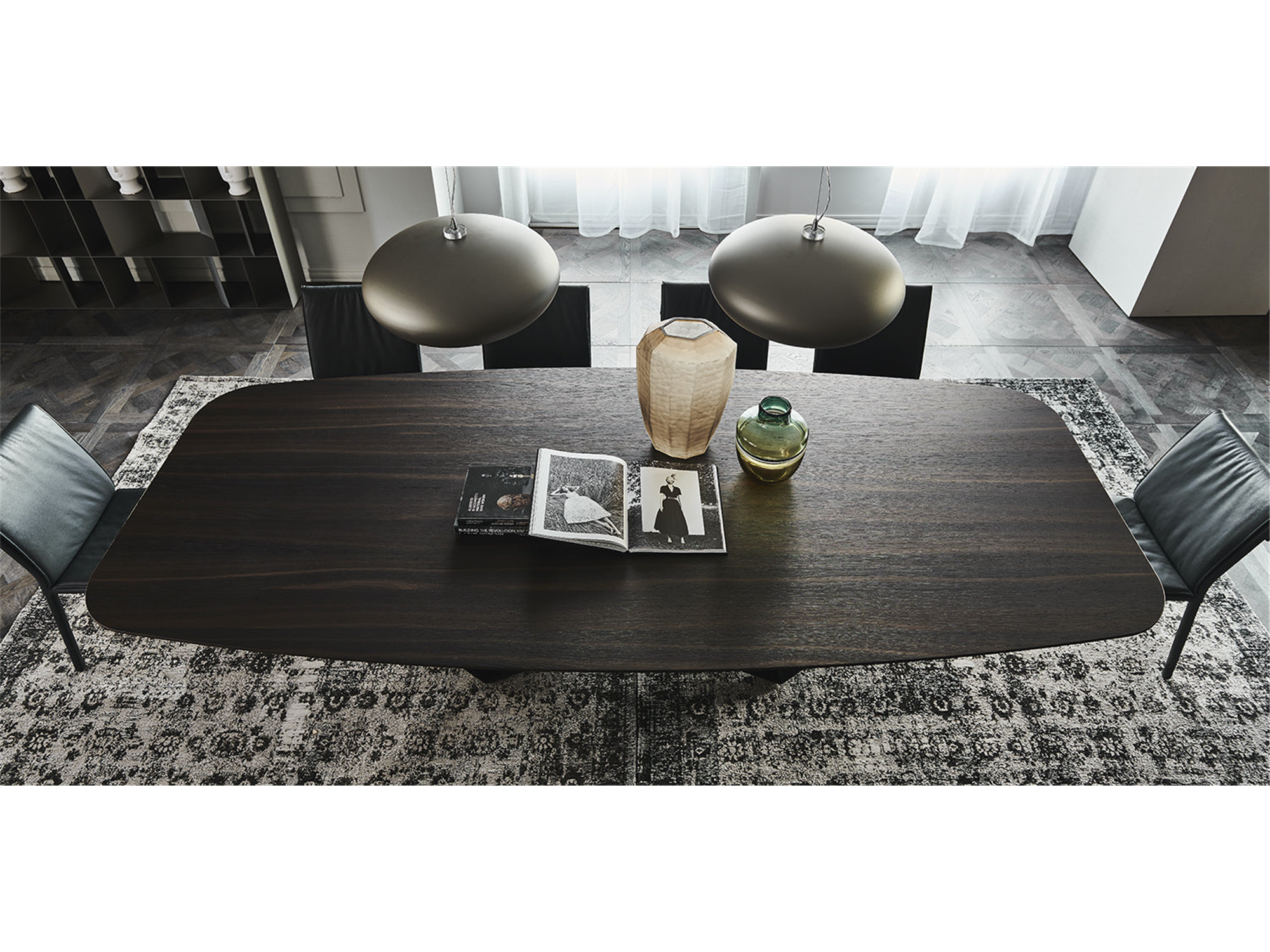 Skorpio Wood Barrel Dining Table - 118"W - Euro Living Furniture