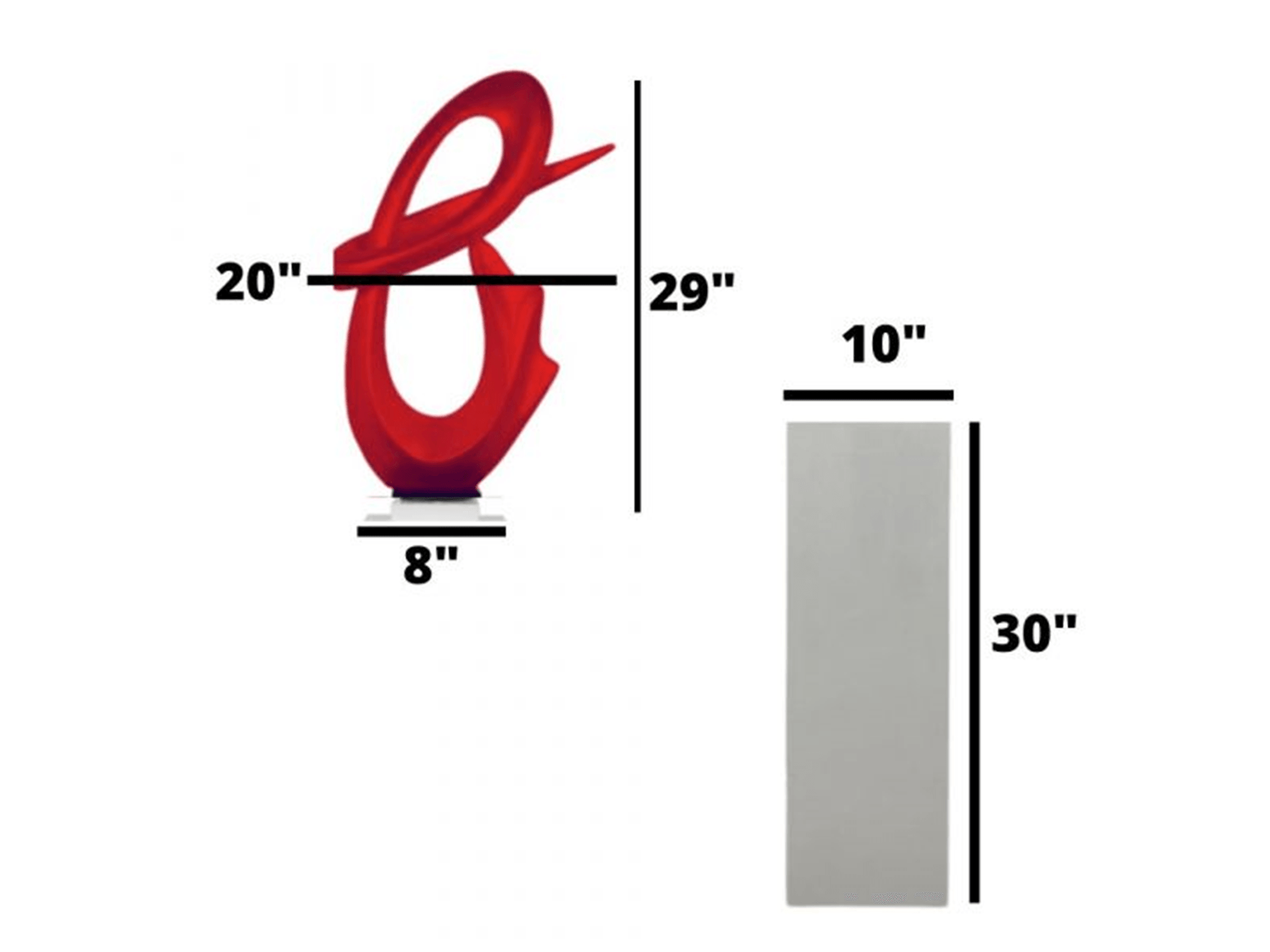 FLEX ABSTRACT SCULPTURE IN METALLIC RED // WHITE BASE - Euro Living Furniture