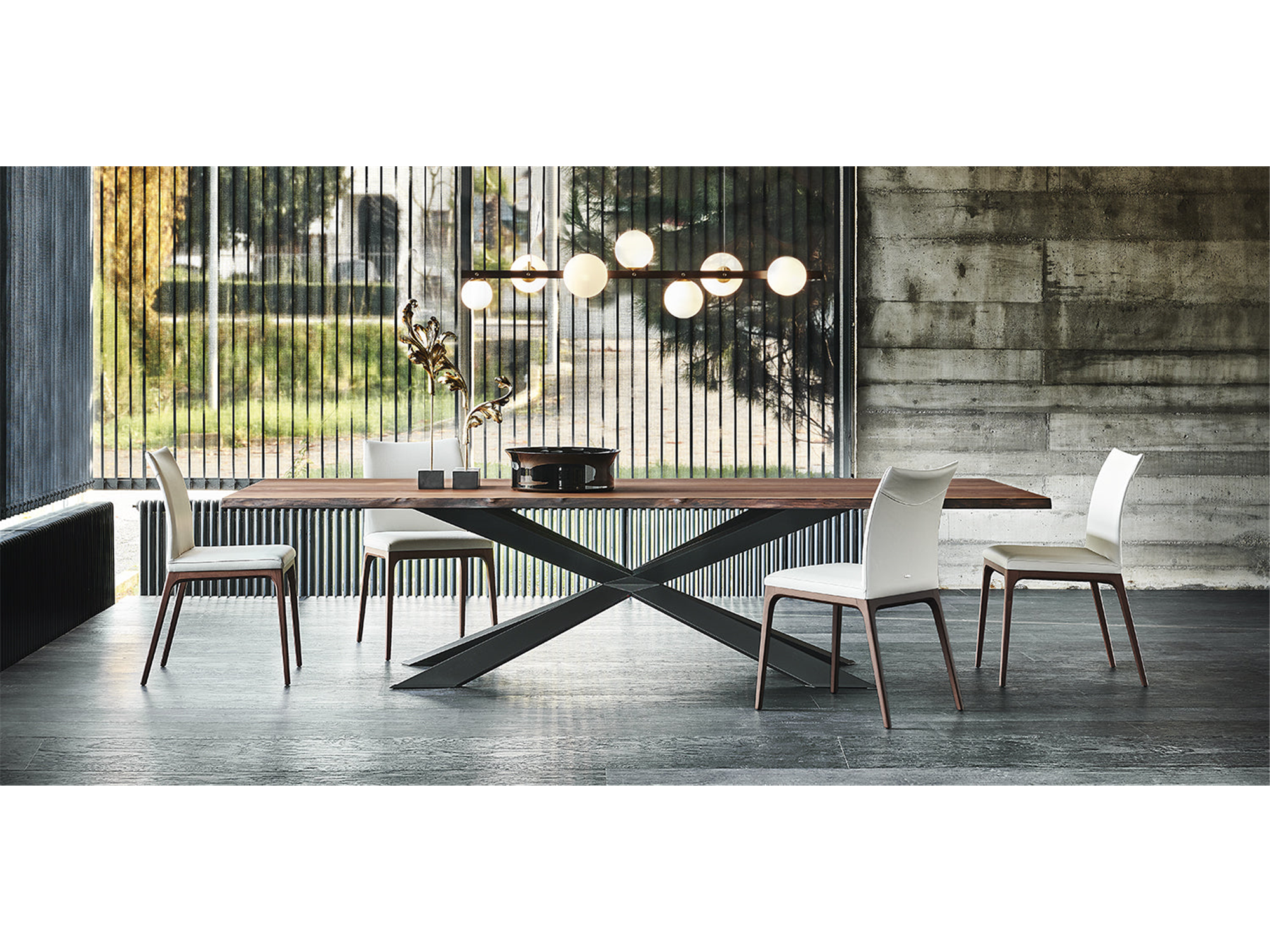 Spyder Wood Dining Table - 118"W - Euro Living Furniture