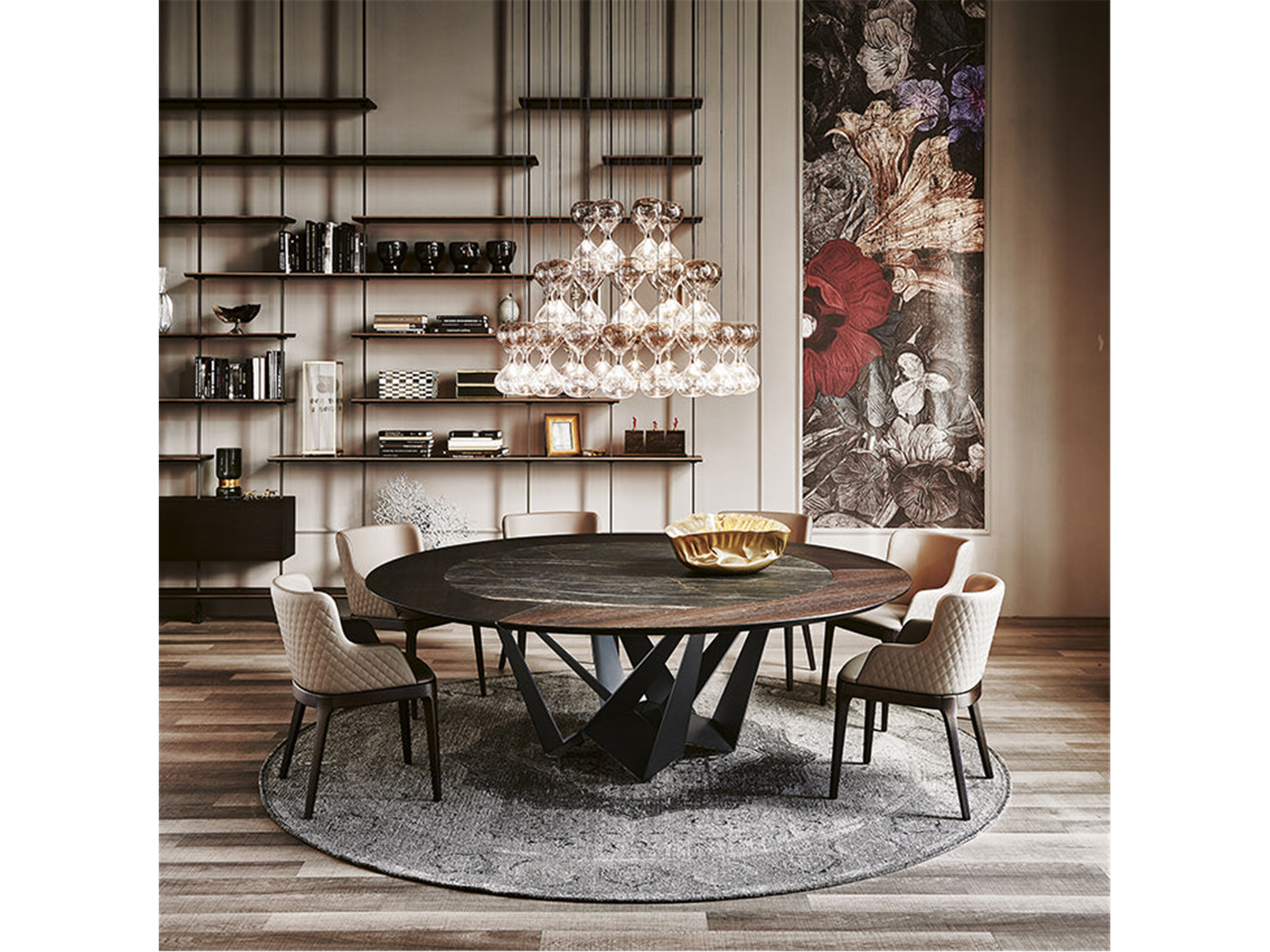 Skorpio Ker-Wood Round Dining Table - 86"Dia - Euro Living Furniture