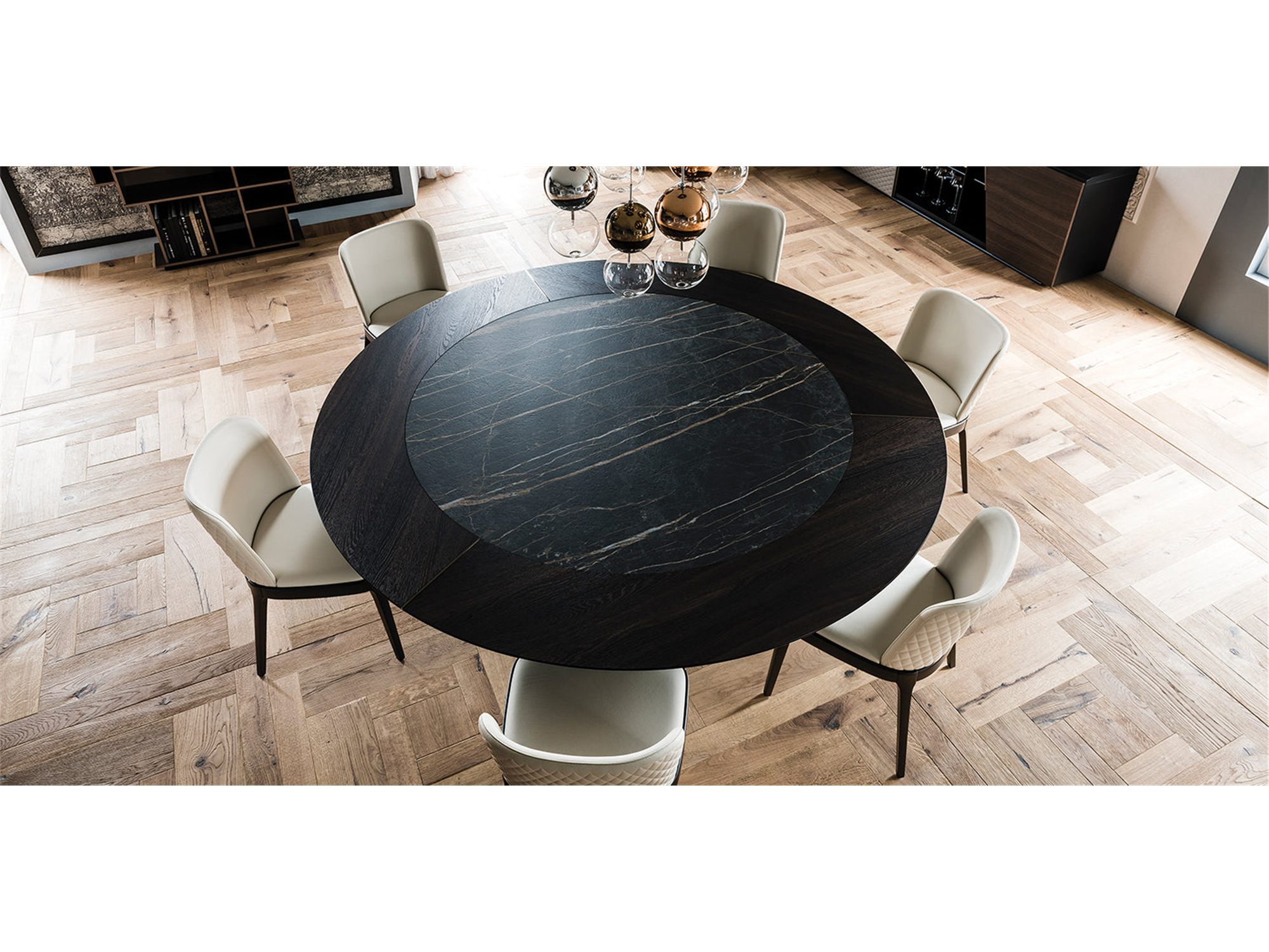 Skorpio Ker-Wood Round Dining Table - 86"Dia - Euro Living Furniture